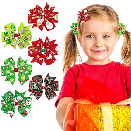 6 st jul hårspännen jul hårspännen klämma tomte snögubbe snöflinga älg boutique klämma jul hårspänne accessoarer för flickor (christma