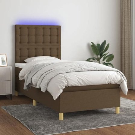 Maison Exclusive - Sengebund med lameller og madras samt LED Mørkebrun 90x200cm