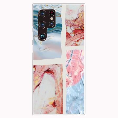Marble Samsung Galaxy S22 Ultra Etui - Bølget Marmor Tile Multicolor