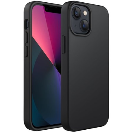 Silikonetui for iPhone 13 (6,1 tommer), Allsidig beskyttelsesdeksel med silkemyk følelse, Støtsikkert deksel med mikrofiberfôr (svart)