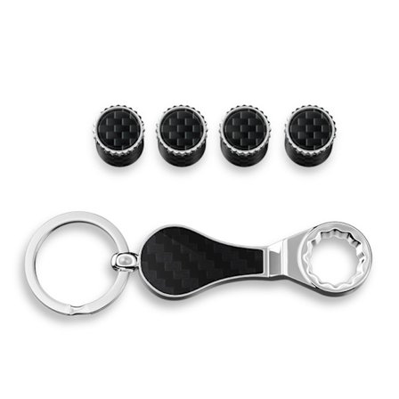 4-delad kolfiber stöldskydd bilhjul ventil lock däck+