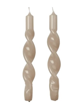 Broste Copenhagen Twist Taper Candle - Grey - H:23CM