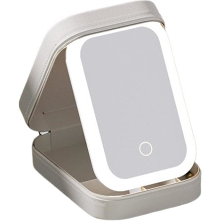 Makeup taske med lys og spejl, kosmetisk opbevaringstaske med LED-spejl | Bærbar makeup taske - 3 farver med lys, makeup taske til rejser