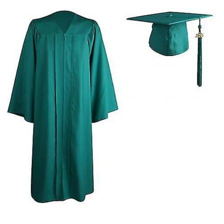 2022 Voksen Zip-Lukkings Universitets Akademisk Gradueringskjole Kåpe Mortarboard Cap Emerald Green XXXXL