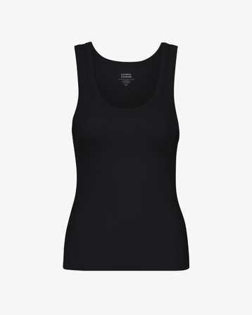 Women Organic Rib Tank Top - Deep Black S