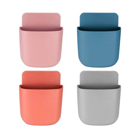 4 stk. TV-fjernkontrollholder, veggmontert fjernkontrollholder, O