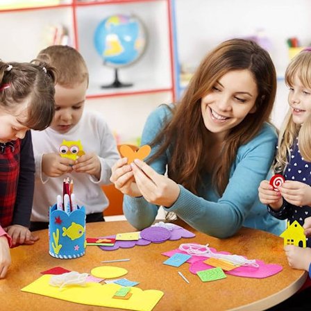 Sykit för barn, 8 delar Barntecknad DIY-kit Craft Pen Hol