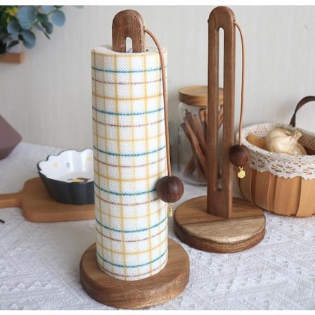 Køkkenrulleholder i træ, fritstående bondegårdskøkkenorganisator, passer til de fleste papirruller