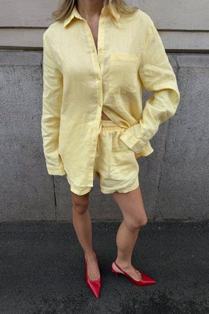 NA-KD Shorts en lin élastiques - Vêtements en lin - Jaune - EU 32