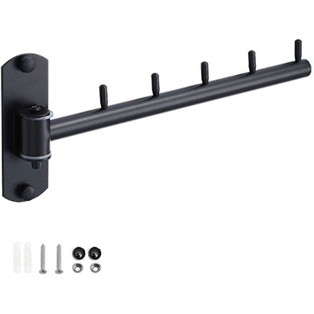 Rostfri klädhängare med svängarm stöd stänger väggmonterad hängare hållare med 5 kläder krokar krokar ,förvaring Organizer