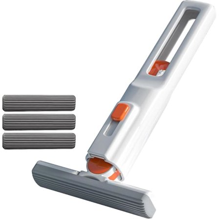 Bærbar Klemmopp, Håndvaskbar Mini-mopp for Skrivebordrengjøring, For Baderom Kjøkken Servise Skrivebord