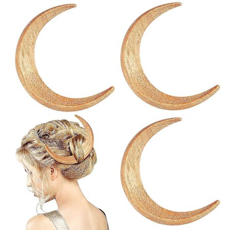 3 stk. Månehårgaffel Månehårnål til kvinder, Månehårpind, Håndskåret træmånehårklemme, Månehårtilbehør