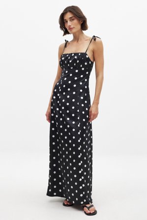 Linn Eklund x NA-KD Dot Print Slip Maxi Dress - Prikkede Kjoler - Prikket - EU 32