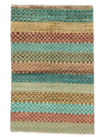Paski Mały Berber Colourful Dywan 94X143 Wełna