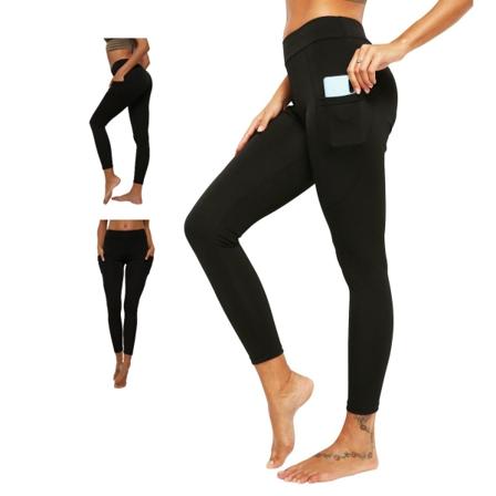 Svarta Leggings med 2 Fickor Svart S