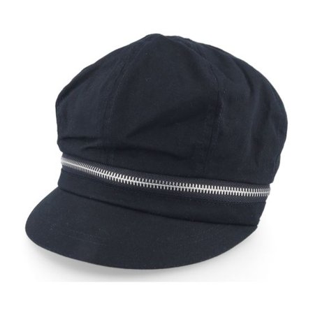 Seeberger - Svart visor Keps - Cotton Fabirc Balloon Cap With Zipper Black Visor Vega Cap @ Hatstore