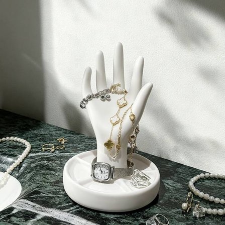 Luova koristeellinen viiden sormen korujen säilytysteline, hartsi sormusteline, rannekoru kaulakoru kelloteline meikkipöydälle