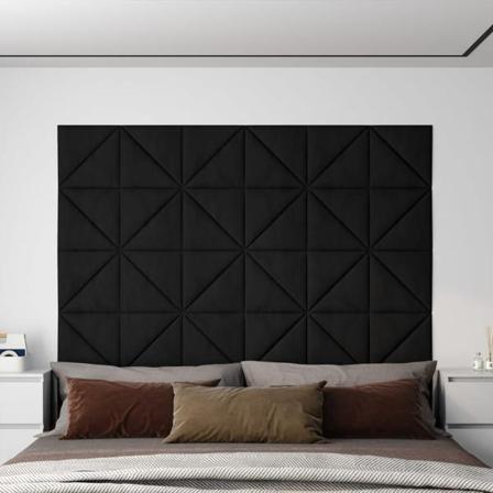 Vidaxl Väggpaneler 12 St Svart 30x30 Cm Sammet 1,08 M² Svart