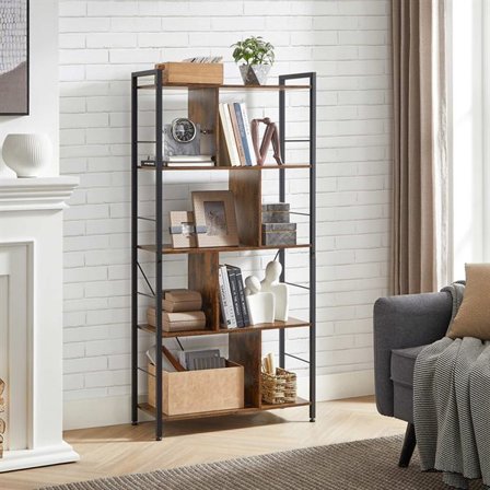 Bokhylla i Industriell stil med 5 hyllplan - Rustik brun / svart