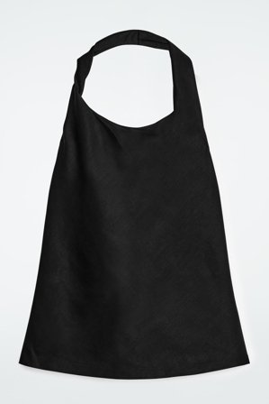 COS Women's Twist-Detail Linen-Blend Top in Black