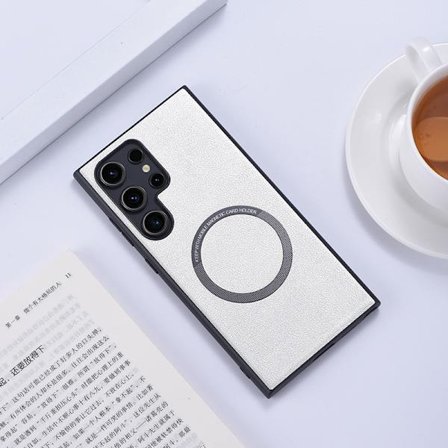 For S24 Ultra Leahter Case, Magnetisk deksel Kompatibel Samsung Galaxy S24 Ultra Magsafe Trådløs lading Beskyttende Slim Tynn