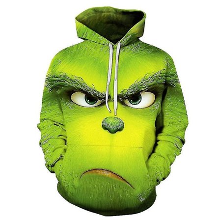 Christmas Unisex Barn The Grinch 3D Digital Print Genser Hettegenser Xmas Casual Hettegenser Topp