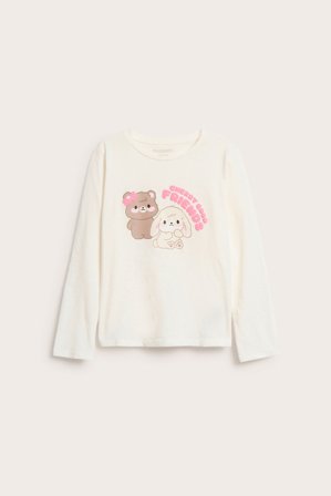 Kappahl | Top z długimi rękawami, z nadrukiem Offwhite 122/128 | Offwhite