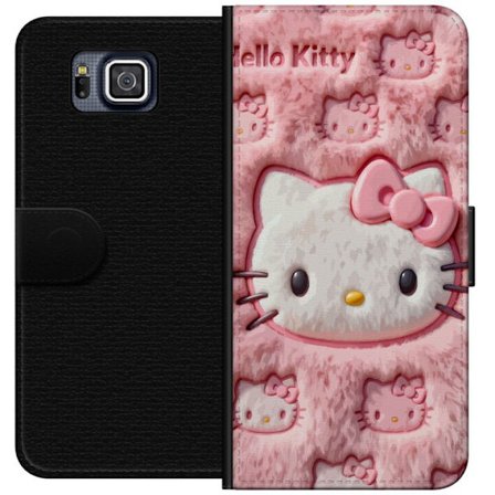 Kompatibelt Lommeboketui til Samsung Galaxy Alpha Hello Kitty rosa fluffy bakgrunn med ikoniskt ansikt og kawaii-estetikk