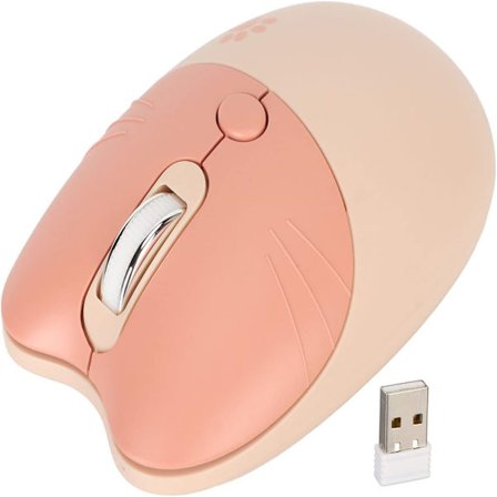 2,4G trådlös mus Tyst USB mottagare, nivå 3 DPI-mus, söt bärbar mus med USB mottagare för bärbar dator (Mjölkte)