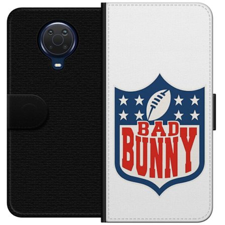 Yhteensopiva Lompakkokotelo Nokia G20 Bad Bunny punainen graafinen juliste, jossa on muotokuva ja typografia Latinalaisessa Amerikassa pop-suunnittelu