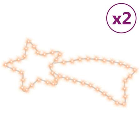 vidaXL Julstjärna komet-figurer 2 st med 48 LED varmvit 65x28 cm