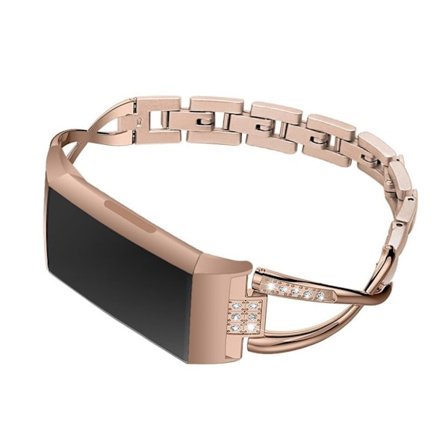 Fitbit Charge 3 X-Format metallarmband med strass - Guld