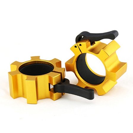 2 stk 50mm Vektstangsklemme Lås Aluminiumslegering Hurtigutløsning Låser Klemmer for Trening Styrketrening Gull