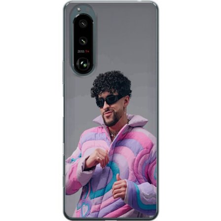 Yhteensopiva Puhelinkuori Sony Xperia 5 III Värikäs kuvaus surullisesta sydämestä rannalla palmujen, delfiinien ja auringonlaskun kanssa retro-taitees