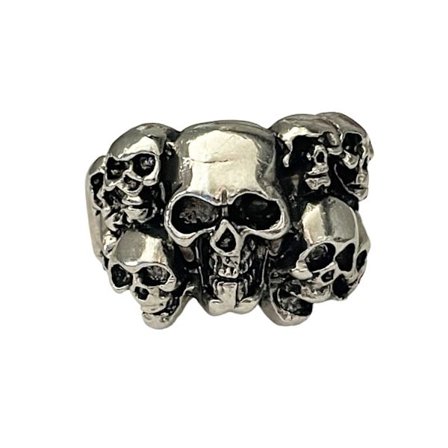 Cool Silver Ring med flera Döskallar / Dödskallar - Stl 20,5
