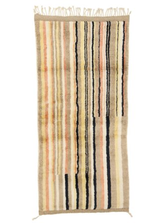 Berber Moroccan - Mid Atlas Hand Knotted 110X237 Rug Orange/Beige