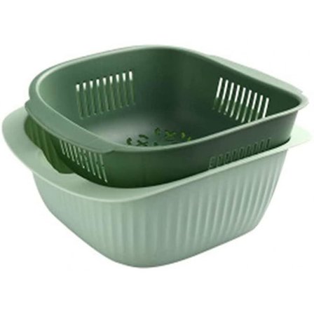 Plast dobbeltlags grønnsaksvaskeskurv avløpskurv multifunksjonell