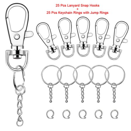50 stk/sett 25 stk snapkroker + 25 stk nøkkelringer 50 stk/pose