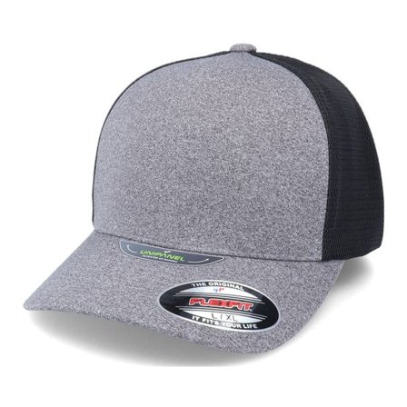 Flexfit - Grå flexfit Keps - Melange Unipanel Heather Grey/Black Trucker Flexfit @ Hatstore