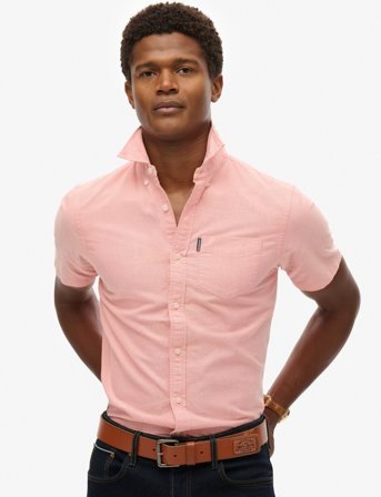 Superdry Oxford S/S Shirt - Pink - XL