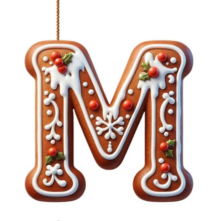 1/26 st Pepparkaksalfabet Ornament 26 Initial Bokstav Polkagris Hänge med Bärmönster Mini Monogram Julgranshängande Dekoration