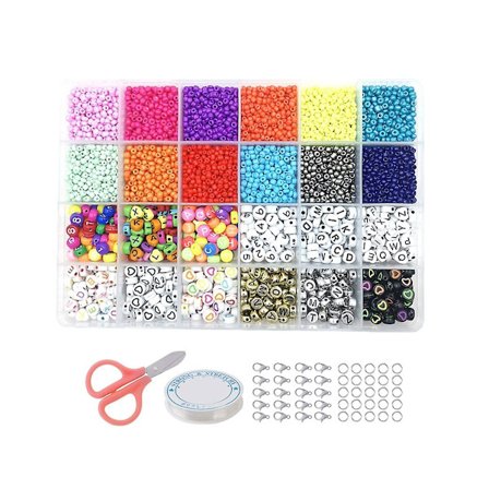 Kandi Perler Regnbue Perler til Armbånd Fremstillingssæt 24 Typer Kandi Perler og Bogstav Perler Sæt, Plast db Som Vist