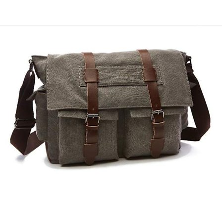 Ny design herr retro vintage axelväska med flera fickor Canvas W axelrem