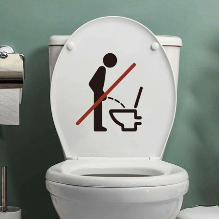 Toilet Sticker Piktogram - Sæt dig ned for at tisse -, mørkegrå, 35 x 30 cm