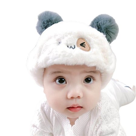 Vinter Baby Hatt Barn Varma Hattar VIT - stock