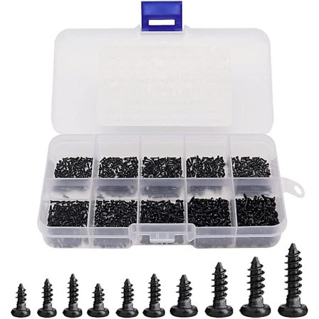 1000 kpl pyöreäpäisiä itsekierteittäviä Phillips-miniruuvia puulle, miniruuvit M1 M1.2 M1.4 M1.7 Phillips-puuruuvien yhdistelmä, erittäin tarkka mikro