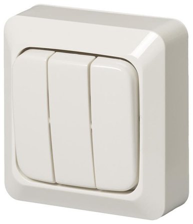 ABB 10631A4 Strömbrytare utanpåliggande, IP20 3x1-polig, Strömbrytare & vägguttag