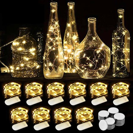 10-pack 2M 20LED mini ljusslinga med batteri, ljusslinga tråd