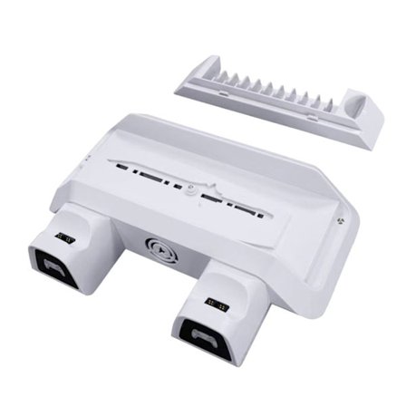 Smal vertikal kylfläkt och 11 spelförvaring för konsoltillbehör Typ-C-portar - Vit