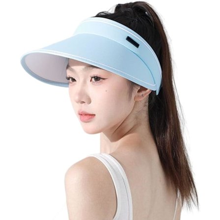 Solvisir til kvinder Vindbestandig bred skygge visirhatte uv beskyttelse justerbar foldbar solhat til strand blå visir